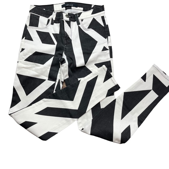 J Brand Super Skinny Black and White Cap Cant Print Womens Size 25 - Picture 2 of 15